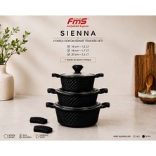 Fms Sienna 3'lü Döküm Granit Güveç Set | Yanmaz Yapışmaz Yüzey | Siyah |