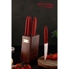 EVREN MUTFAK 6 Parça Pure Line Stantlı Çelik Bıçak Seti (Sebze, Ekmek, Mutfak, Et, Şef Bıçağı Stant)