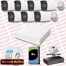 Provzen Hikvision 6 Kameralı 6mp Ip Colorvu 3.0 Güvenlik Sistemi Aı Insan Araç Algılama Çift Yönlü Ses ve Işıklı Alarm