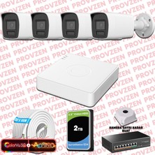 Provzen Hikvision 4 Kameralı 6mp Ip Colorvu 3.0 Güvenlik Sistemi Aı Insan Araç Algılama Çift Yönlü Ses ve Işıklı Alarm