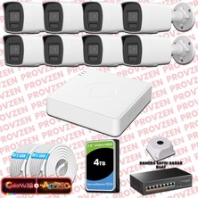 Provzen Hikvision 8 Kameralı 6mp Ip Colorvu 3.0 Güvenlik Sistemi Aı Insan Araç Algılama Çift Yönlü Ses ve Işıklı Alarm