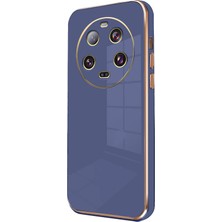 Newface Xiaomi Mi 14 Ultra Kılıf Aurex Kapak – Gold Detaylı Parlak Yüzey Premium Tasarım - Mavi