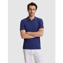Cacharel Erkek Indigo Slim Fit Modal Karışımlı Apaş Yaka Triko T-Shirt 50324008-VR028