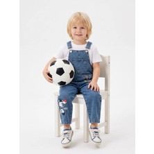 Mişsa Bebe Baskılı Çocuk Kot  Salopet Denim Oversize Tokalı Kalıp 3-6 Yaş