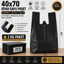 Doğanın Mucizesi 40X70 Siyah Saplı Poşet 2 kg Paket | Kalın, Dayanıklı, Güçlü Taşıma | Ortalama 40 Adet