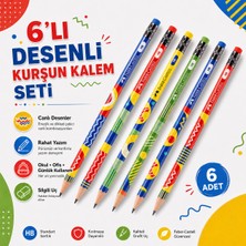 Faber-Castell 6 Adet Pattern Desenli Kurşun Kalem Seti Hb Silgili Uçlu Renkli Gövde Okul Ofis Yazı Çizim Kalemi