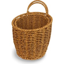 Welcomein 2’li Rattan Kulplu Sepet Seti Büyük ve Küçük Dekoratif Organizer Sepet Banyo Mutfak Salon Düzenleyici