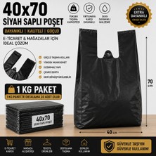 Doğanın Mucizesi 40X70 Siyah Saplı Poşet 1 kg Paket | Kalın, Dayanıklı, Güçlü Taşıma | Ortalama 20 Adet