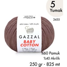 Gazzal Baby Cotton 3455-Yazlık Projeler İçin Hafif ve Konforlu Pamuk İplik - 5 Yumak