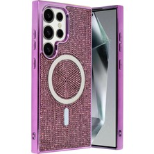 Newface Samsung Galaxy S25 Ultra Crysta Kapak – Parlak Taşlı & Premium Stil - Derin Mor