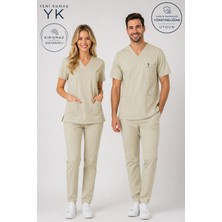 Simirna Üniforma Premium Likralı Logosuz Scrubs Takım Doktor Hemşire Üniforması Sağlık Bakanlığı Uyumlu