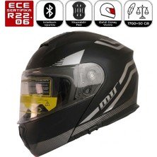 MTS M966 V2 WX20 Gri Motosiklet Kaskı Güneş Vizörlü Çene Açılır Motorcu Kask