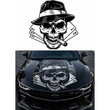 Sticker Usta Kuru Kafa Mafya Şapkalı Iskambil Poker Sticker Skull Gangster Gotik Kurukafa Oto Araba Motosiklet Kask Laptop Pc Sticker 00332