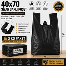 Doğanın Mucizesi 40X70 Siyah Saplı Poşet 3 kg Paket | Kalın, Dayanıklı, Güçlü Taşıma | Ortalama 60 Adet