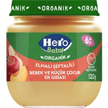 Hero Baby Organik Elma Şeftali Püreli Kavanoz Mama 120 G (8'li Paket)