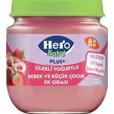 Hero Baby Plus+ Çilekli Yoğurtlu Kavanoz Mama 120G (8'li Paket)
