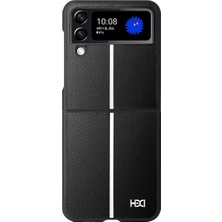HDD Samsung Galaxy Z Flip 4 Varexon Deri Kılıf – Carbon Touch - Siyah
