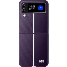 HDD Samsung Galaxy Z Flip 4 Varexon Deri Kılıf – Carbon Touch - Derin Mor
