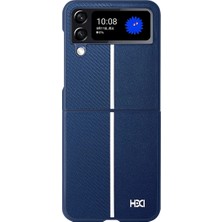 HDD Samsung Galaxy Z Flip 4 Varexon Deri Kılıf – Carbon Touch - Lacivert