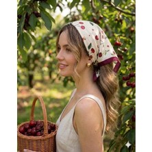 Trend Dokunuş 50-50 Saten Kadın Kirazlı Fular Bandana