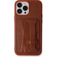HDD Apple iPhone 13 Pro Kılıf Cardon Kapak – Deri Kartlıklı, Premium & Günlük Stil - Kahverengi
