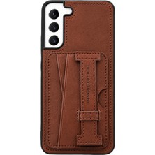 HDD Samsung Galaxy S22 Plus Kılıf Cardon Kapak – Deri Kartlıklı, Premium & Günlük Stil - Kahverengi