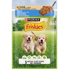 Friskies Junior Tavuk & Havuçlu Köpek Yaş Maması 85 G (8'li Paket)