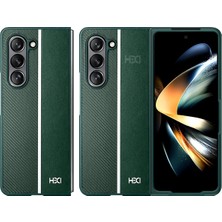 HDD Samsung Galaxy Z Fold 5 Varexon Deri Kılıf – Carbon Touch - Koyu Yeşil