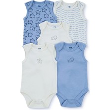 Mothercare Erkek Bebek 5li Body Hayvan Baskılı Çıtçıtlı Zarf Yaka Long Sleeve