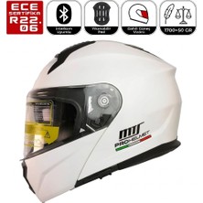 MTS M966 V2 Beyaz Motosiklet Kaskı Güneş Vizörlü Çene Açılır Motorcu Kask