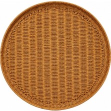 Welcomein Rattan Yuvarlak Tepsi 60 x 4 cm Dekoratif Hasır Sunum Tepsisi Sehpa ve Masa Üstü Organizer Büyük Boy Rattan Tepsi
