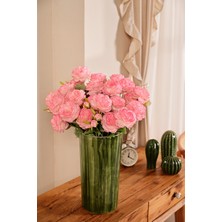 Pembe Yapay Ranunculus Şakayık Çiçeği  3 Dallı Lüx Ipeksi Dokulu 50 cm