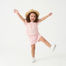 Hellobaby Kız Bebek Bluz-Şort Çiçek Baskılı Bisiklet Yaka Short Sleeve Reçme