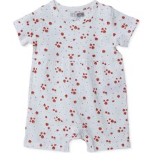 Hellobaby Kız Bebek Kısa Tulum Kiraz Baskılı Çıtçıtlı Bisiklet Yaka Kısa Kol Lastikli
