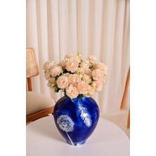 Somon Yapay Ranunculus Şakayık Çiçeği  3 Dallı Lüx Ipeksi Dokulu  50 cm