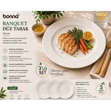 Bonnami Bonna Banquet Premium Porselen Düz Tabak 23 cm - Ana Yemek ve Servis Tabağı