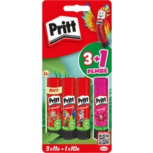 Pritt Stick Yapıştırıcı 3X11 G + 10 G (Pembe) (8'li Paket)
