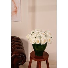 Beyaz Yapay Lüx Şakayık Çiçeği Buketi 6 Dallı Premium Canlı Islak Dokulu 30 cm