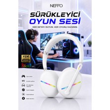 Neffo Bluetooth Mikrofonlu Işıklı Rgb Gamer Bilgisayar Kulaklığı Gaming Kulaklık Surround Sound System Bass