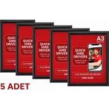 OfisDS 5 Adet - Alüminyum Açılır Kapanır Çerçeve Gönye Köşe - A3 - 30X42 cm - Siyah - 25MM