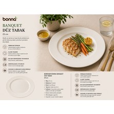 Bonnami Bonna Banquet Premium Porselen Düz Tabak 23 cm - Ana Yemek ve Servis Tabağı
