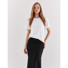Organickid Basic Kadın Loose Beyaz T-Shirt