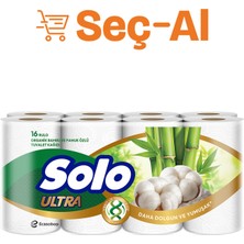 Solo Ultra Organik Bambu & Pamuk Özlü Tuvalet Kağıdı 16'lı (6'li Paket)