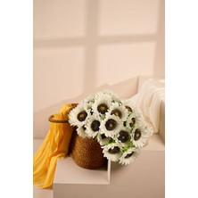 Beyaz Yapay Ay Çiçeği 3 Dallı Lüx Ipeksi Dokulu 65 cm