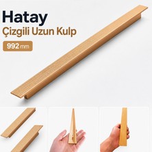 Badem10 Hatay Çizgili Sarı Altın Çekmece Kulp 992 mm Uzun Dolap Kulbu Mobilya Kapak Kulpu Modern Tasarım