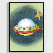Besay Uzay Macerası | Astronotlu Eğitici ve Eğlenceli Bebek Odası Posteri | 3'lü Çocuk Odası Poster Seti A2 Çerçevesiz