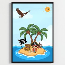 Besay Korsan Macerası | Erkek Çocuk Odası Duvar Dekorasyonu | Mavi Okyanus ve Korsan Gemisi Posteri | 3'lü Set A2 Çerçevesiz