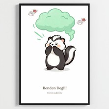 Besay Masum Kokarca | Eğlenceli Banyo ve Tuvalet Duvar Dekorasyonu | Benden Değil Yazılı Komik Hayvan Poster Tablo | A4 Tekli Ç