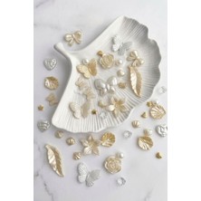 Hobi Dünyası Evim 50 Adet Sedefli Inci Sarı Beyaz Krem Gold Set Karışık Figürlü Plastik Boncuk Charm Takı Armcuff Aksesuar Bileklik Anahtarlık Boncuğu