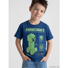 Lc Waikiki Yeni Sezon Bisiklet Yaka Minecraft Baskılı Erkek Çocuk Tişört